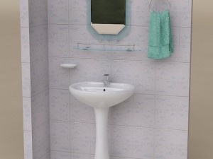 bathroom pedestal sink and props 3D Model