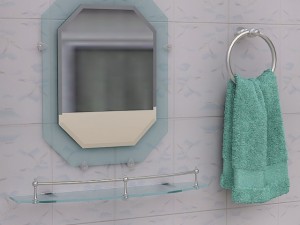 bathroom pedestal sink and props 3D Model