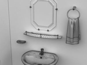 bathroom pedestal sink and props 3D Model