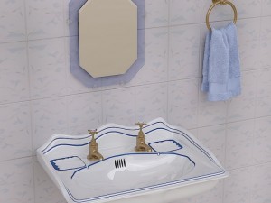 stylish pedestal wash basin and props Model 3D