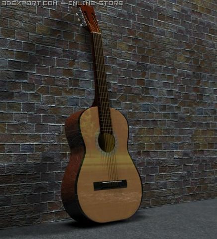 spanish guitar 3D Model .c4d .max .obj .3ds .fbx .stl .blend 