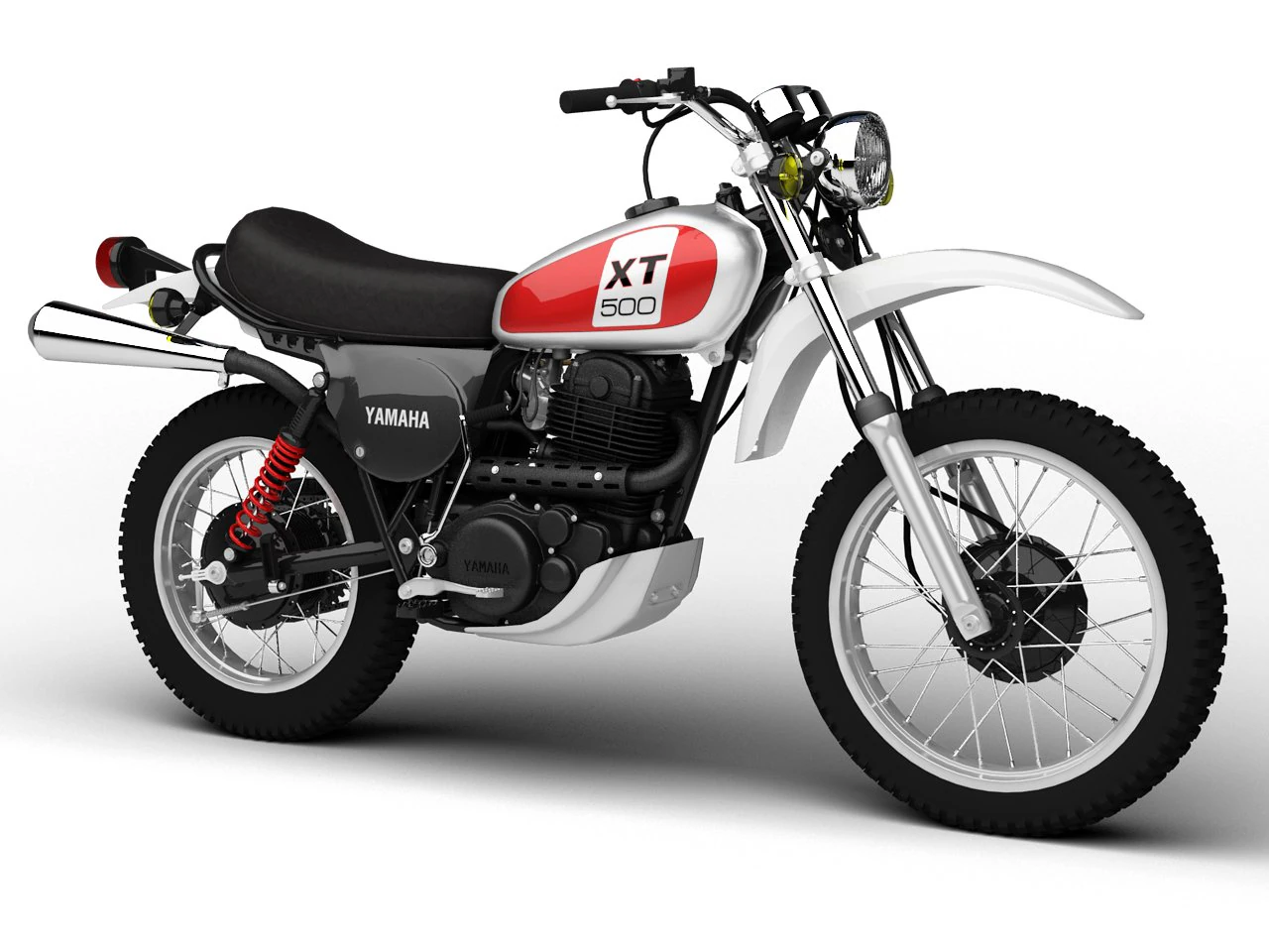 yamaha xt500 1975 3D Model .c4d .max .obj .3ds .fbx .stl .blend