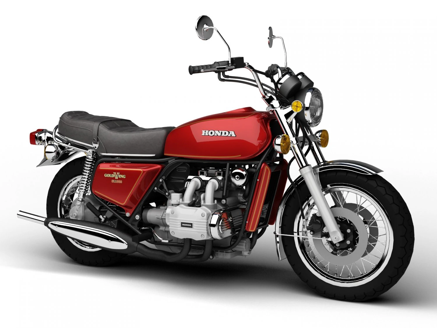 honda gl1000 goldwing 1975 3D Model .c4d .max .obj .3ds .fbx .stl .blend 