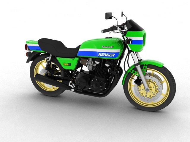 kawasaki z1000r 1981 3D Model .c4d .max .obj .3ds .fbx .stl .blend 