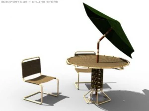 набор стульев и столов для патио 3D Модель