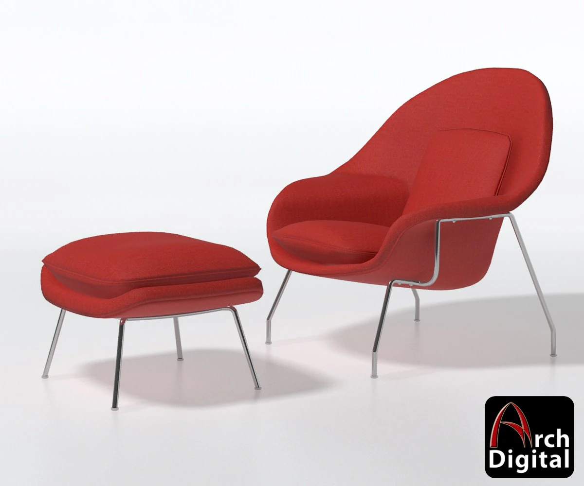 saarinen womb chair 3D Model .c4d .max .obj .3ds .fbx .stl .blend 