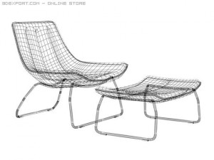 ola chair and ottoman 3Dモデル