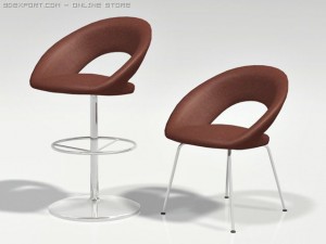 nina chair and stool 3D Модель