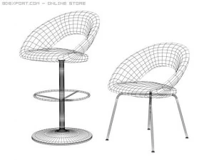 nina chair and stool 3D Model