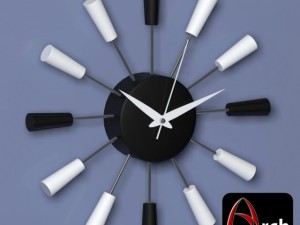 black  white wall clock 3D Model