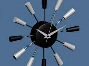 black  white wall clock 3D Model
