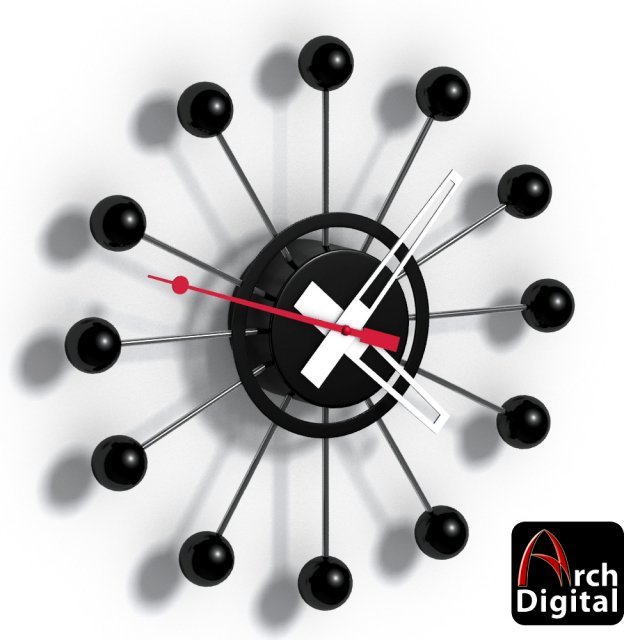 ball clock 3D Modell .c4d .max .obj .3ds .fbx .stl .blend 