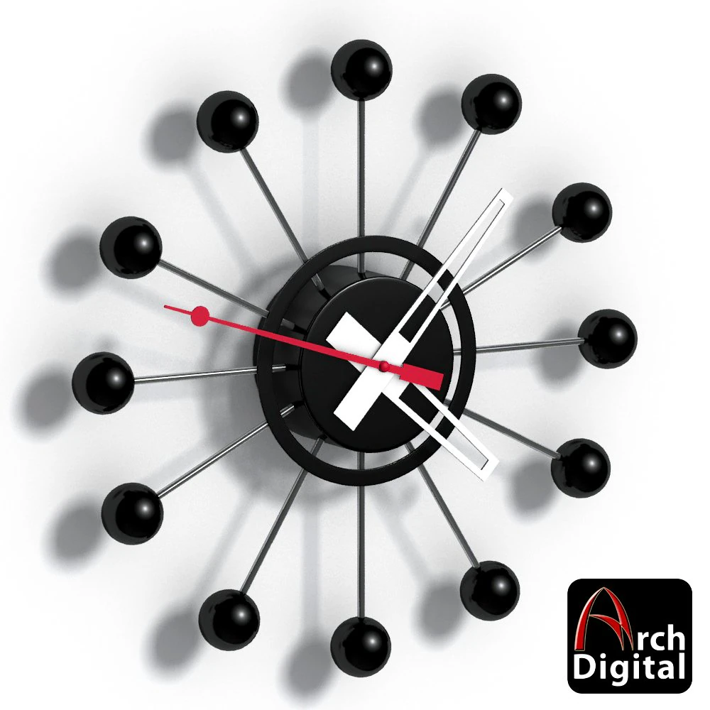 ball clock 3D Model .c4d .max .obj .3ds .fbx .stl .blend 