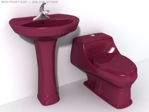 umywalka na postumencie i muszla klozetowa Model 3D