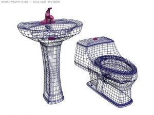 pedestal sink and toil bowl 3D Model