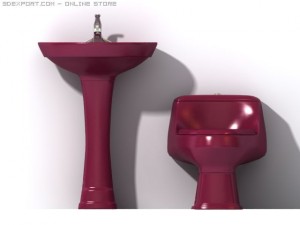 pedestal sink and toil bowl 3D Model