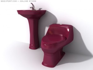pedestal sink and toil bowl 3D Model