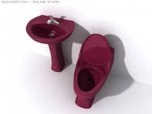 pedestal sink and toil bowl 3D Model