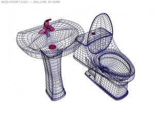 pedestal sink and toil bowl 3D Model