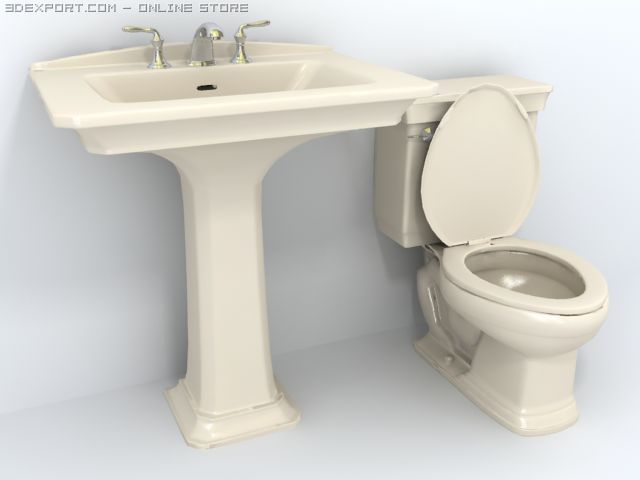 classic sink and toil bowl 3D-Modell .c4d .max .obj .3ds .fbx .stl .blend 