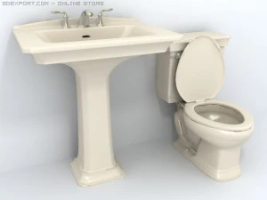 klasyczny zlew i muszla klozetowa Model 3D