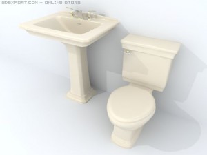 classic sink and toil bowl 3D-Modell