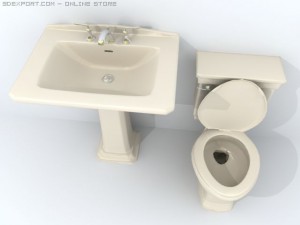 classic sink and toil bowl 3D-Modell