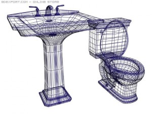 classic sink and toil bowl 3D-Modell