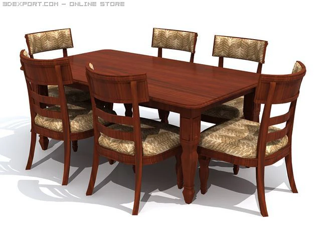 dining set 1 3D Model .c4d .max .obj .3ds .fbx .stl .blend