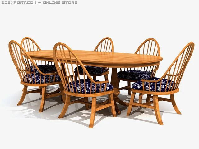 dining set 2 3D Model .c4d .max .obj .3ds .fbx .stl .blend 