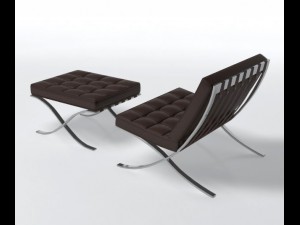barcelona chair and ottoman Model 3D