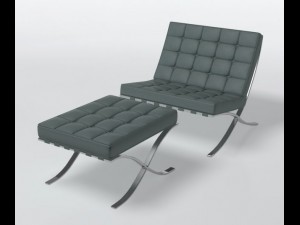 barcelona chair and ottoman Model 3D
