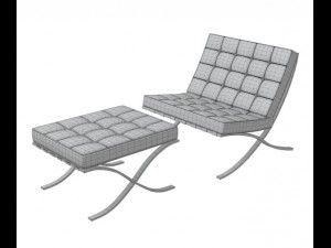 barcelona chair and ottoman Model 3D