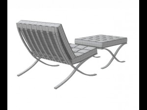 barcelona chair and ottoman Model 3D