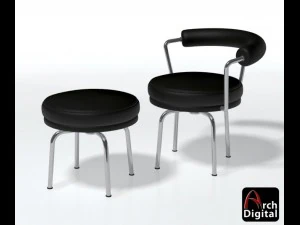 toumant krzesło i otomana Model 3D