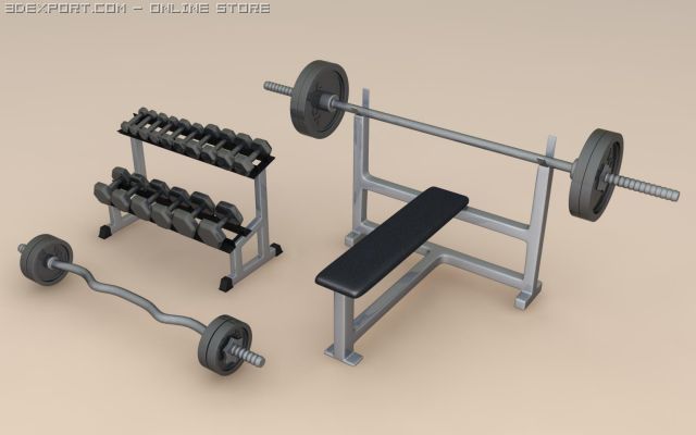 3 peice weight training set 3D 모델 .c4d .max .obj .3ds .fbx .stl .blend