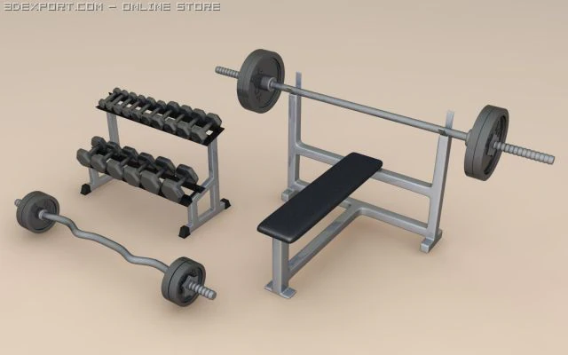 3 peice weight training set 3D Model .c4d .max .obj .3ds .fbx .stl .blend