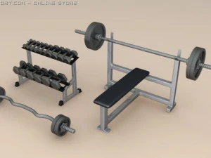 3피스 웨이트 트레이닝 세트 3D 모델