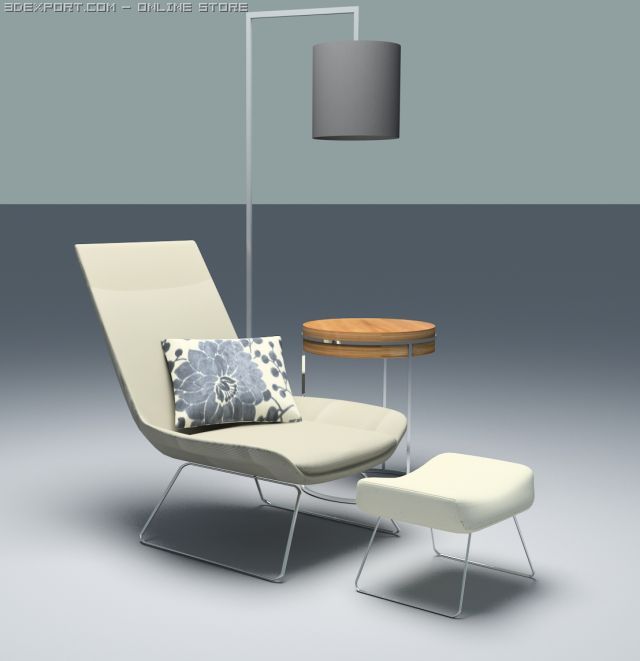 lounge chair table lamp 3D-Modell .c4d .max .obj .3ds .fbx .stl .blend 