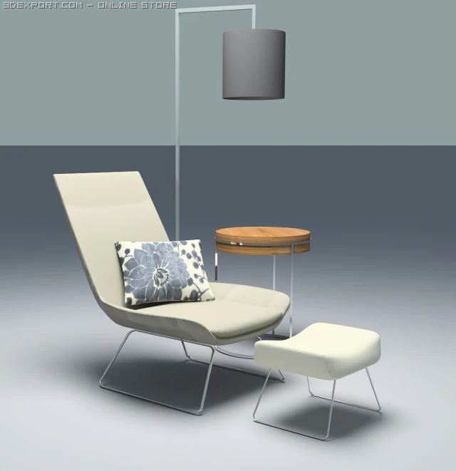 lounge chair table lamp 3D Model .c4d .max .obj .3ds .fbx .stl .blend
