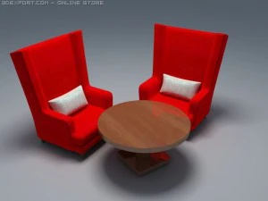 빨간 의자 3D 모델