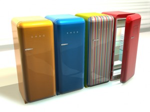 four retro style smeg fridges 3D Модель