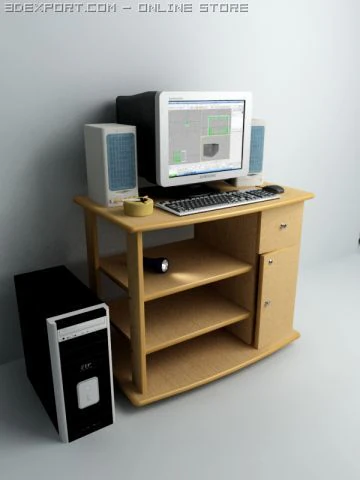 computer desk 3D Model .c4d .max .obj .3ds .fbx .stl .blend 