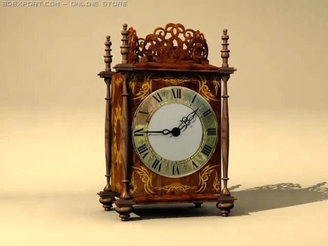 wood clock 3D Model .c4d .max .obj .3ds .fbx .stl .blend 