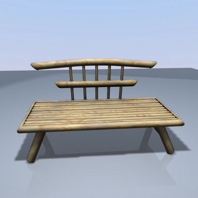 bamboo bench 3D Model .c4d .max .obj .3ds .fbx .stl .blend 