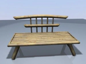 bambusowa ławka Model 3D