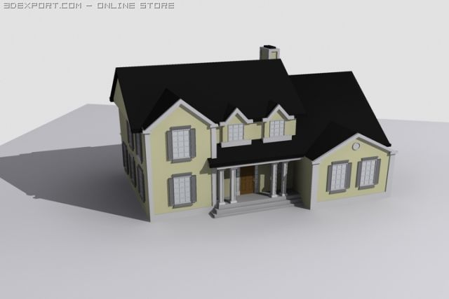 two story house Model 3D .c4d .max .obj .3ds .fbx .stl .blend 