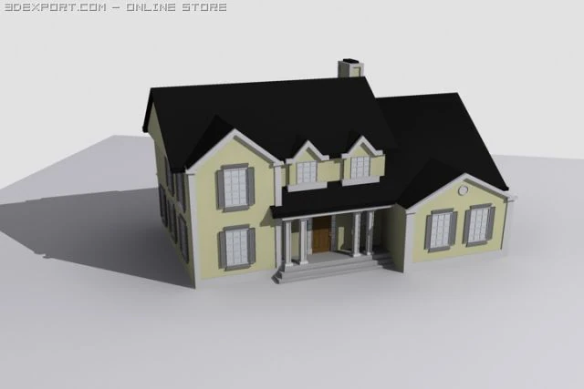 two story house 3D Model .c4d .max .obj .3ds .fbx .stl .blend 