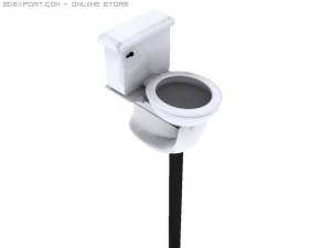 toilet with full piping Modelo 3D