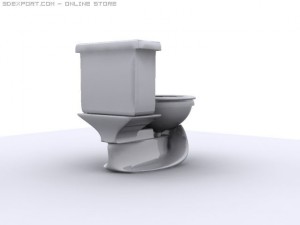 toilet with full piping Modelo 3D